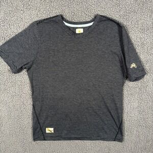 Tracksmith Shirt Mens Medium Horizon Tee Black White Striped Running Gym Logo